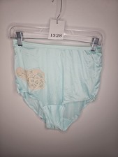 Vintage Vanity Fair Tricot Nylon Light Teal Panties Lace Detail Size 6