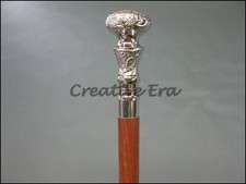 Vintage Style Wooden Stick Walking Handmade Chrome Knob Handle Canes Senior Gift