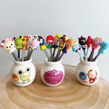 HENWAFX 6-Piece Cute Fruit Fork Set with Holder, Stainless Steel Food Picks