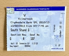INVERNESS CT VS KILMARNOCK 2013 SCOTTISH PREMIERSHIP FOOTBALL TICKET STUB