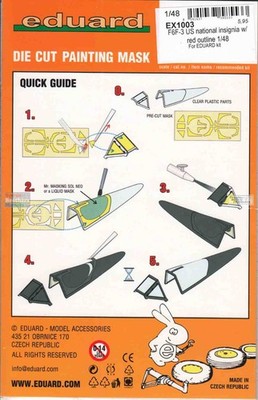 EDUEX1003 1:48 Eduard Mask - F6F-3 Hellcat National Insignia with Red Outline