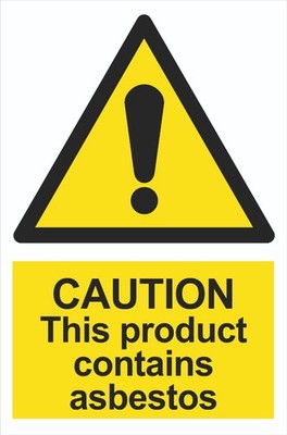 Achtung - Dieses Produkt enthält Asbest - 1,2 mm Hart-PVC - A5 A4 Sicherheitsschilder