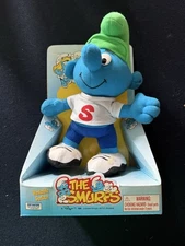 1996 HUG-A-SMURFS "S" ON T-SHIRT 10" STUFFED DOLL MINT IN PACKAGE