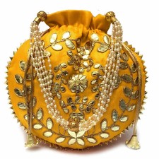 HANDMADE INDIAN ETHNIC CLUTCH SILK POTLI BATWA POUCH BAG WOMEN GIRLS LADIES