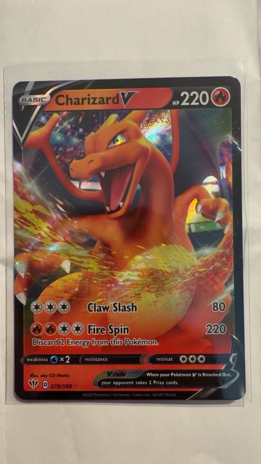 Charizard V - Ultra Rare - 19/189 - SWSH Darkness Ablaze Near Mint TCG Pokemon