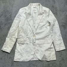Madewell Blazer Womens S White 100 Linen One Button Long Lined Jacket Casual