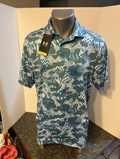 Under Armour Men's Playoff Polo Shirt Blue Gray Air Balloon M Poly Blend NWT