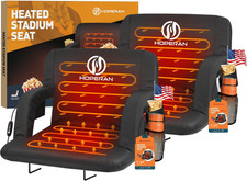 25" Heated Stadium Seats for Bleachers with Back Support, Black 2PC