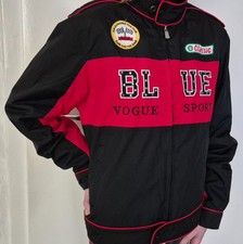 Vintage Rennjacke "Blue Vogue Sport" Schwarz-Rot – Motorsport – Unisex - Gr. M