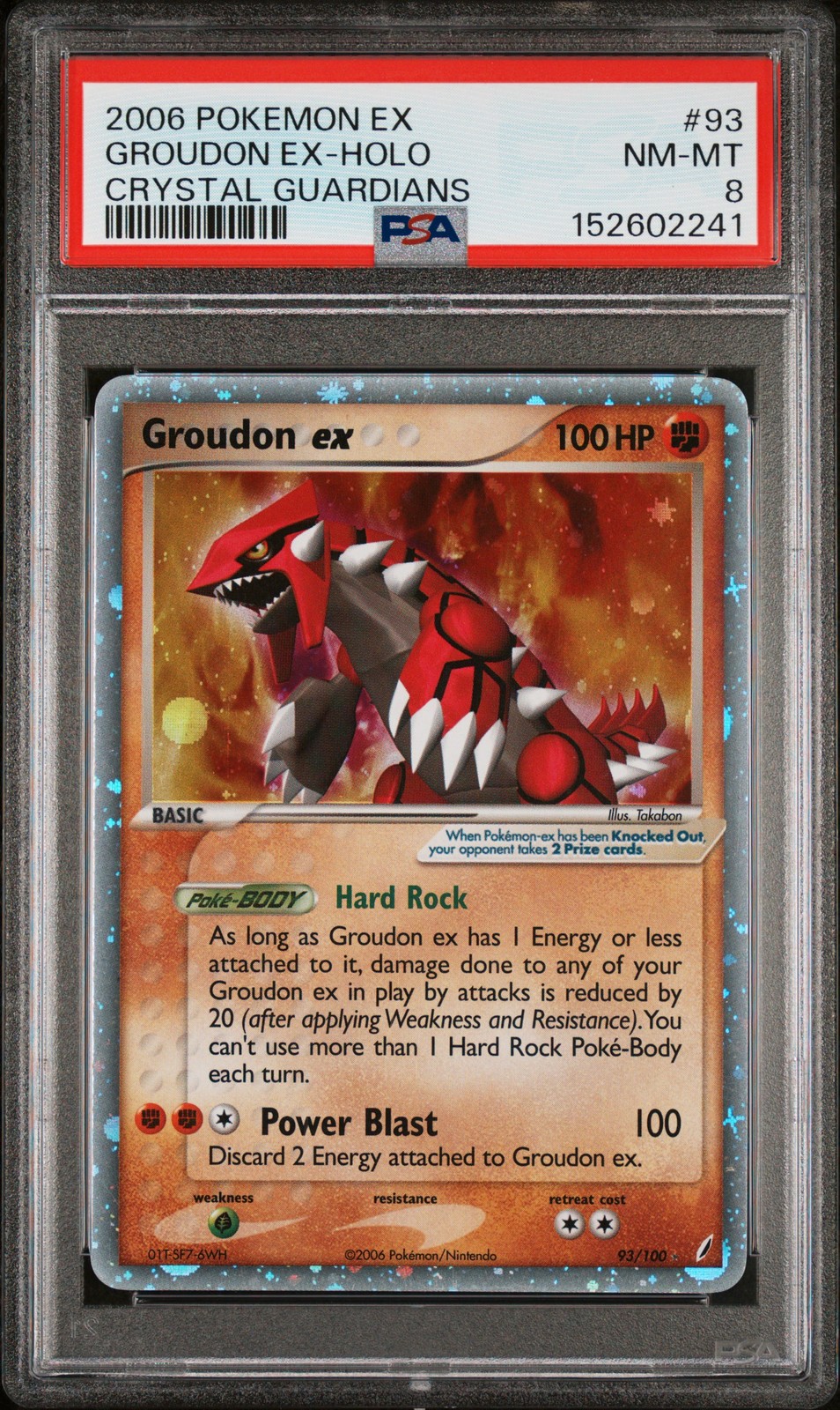2006 POKEMON EX CRYSTAL GUARDIANS #93 GROUDON EX-HOLO PSA 8