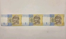 2006-2018 UKRAINE 1 Hryvnia.3 Pieces Uncut Sheet.UNC