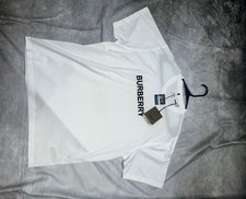 Burberry Logo Men's White Cotton Knit T-Shirt Size M