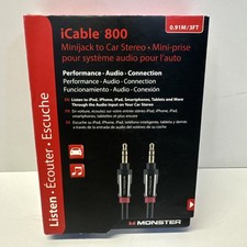 Monster iCable 800 Auxiliary Input Cable For Car  iPod, iPhone, Samsung - 3 Ft