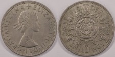 United Kingdom 1965 2 Two Shillings KM#906 Cu-Ni Queen Elizabeth II Tudor Rose