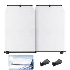 Retractable Windshield Sun Shade - 99 UV  Heat Block, 420D Fabric, Universa...