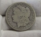 1890 CC US Morgan Silver Dollar $1 Key Date VG