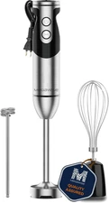 Pro Titanium Reinforced 3-In-1 Immersion Hand Blender, Powerful Copper Motor wit