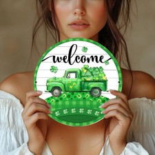 Tin Metal Signs Home D cor St. Patrick's Day Shamrock Truck Welcome Vintage Iron