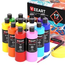 Acrylic Paint Set, 12 Colors Acrylic Paint Large Bottle Set, 16OZ Each, Rich ...