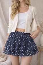 Abercrombie  Fitch Y2K Polka Dot Tiered Mini Skirt Preppy Coquette Navy XS S