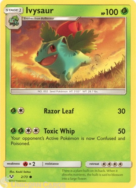 Ivysaur 2/73 : Common Mint/Near Mint Pokemon Card : SM3.5: Shining Legends