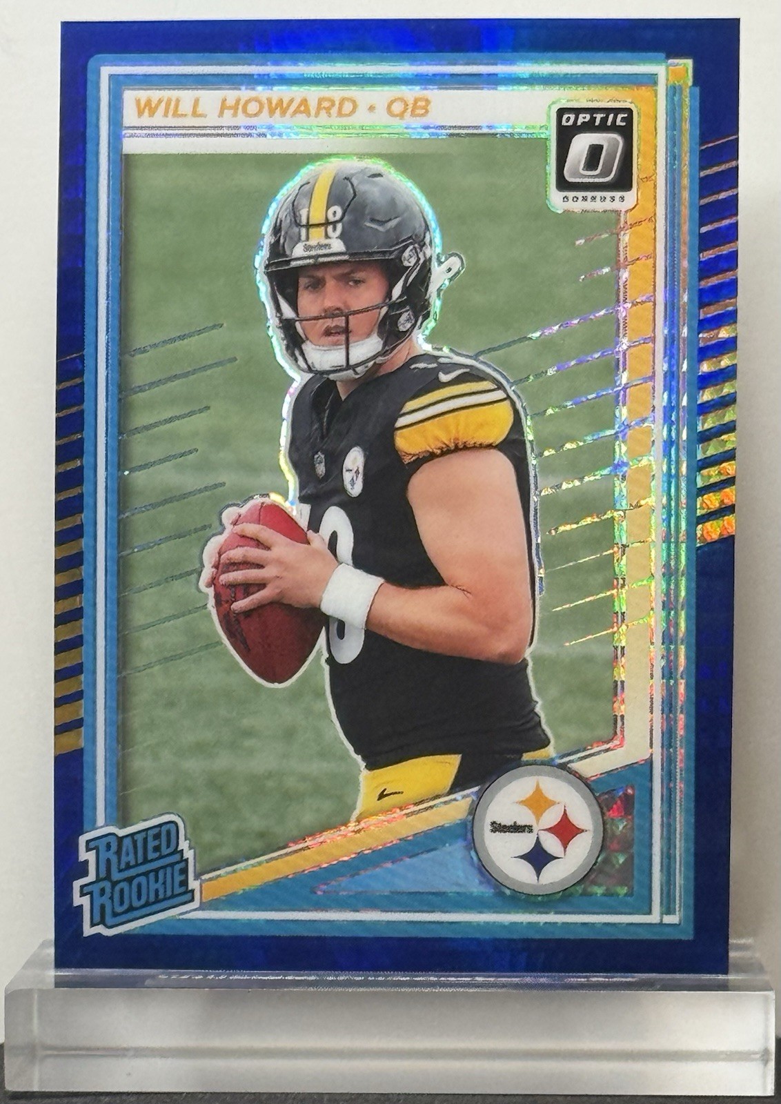 2025 Panini Donruss Optic - #233 Will Howard Blue Hyper Prizm (RC) Steelers