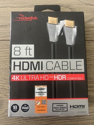 Rocketfish 8ft 4K Ultra HD HDMI Cable RF-HG08501   HDR Compatible, New In Box