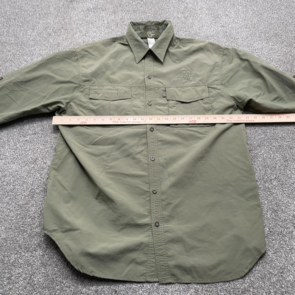Camisa Ducks Unlimited Para Hombres Grande Verde Ventilada Pesca Malla Forrada Manga Larga Foto 4 de 4