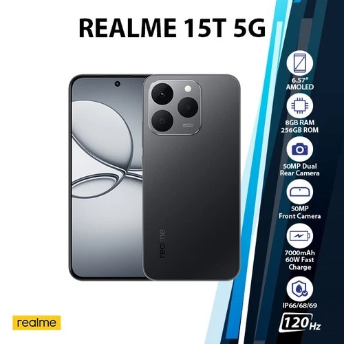 Realme 15T 5G Android Mobile Phone 8GB+256GB/TITANIUM/Dual SIM/Global Ver.