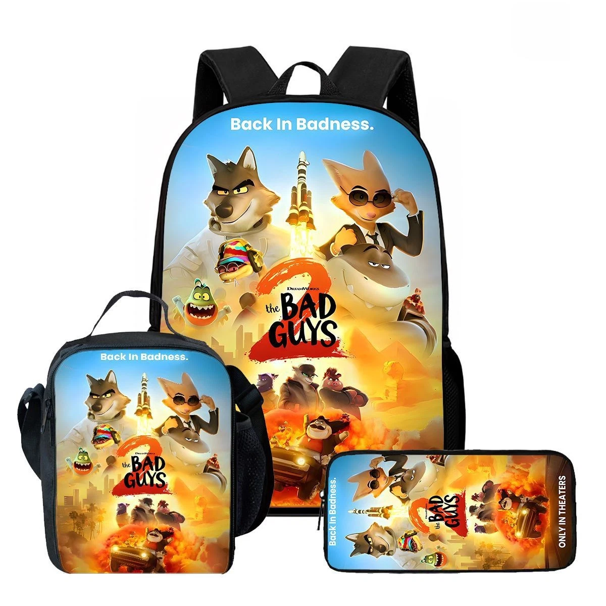 Bad Guys Backpack Set with Lunch Bag and Pencil Case