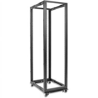 SolidRack 42U Adjustable Depth Open Frame 4 Post Rack w/ Casters (y10e025-b1)