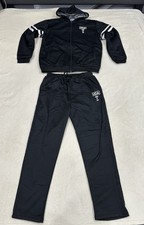 Men  s Tracksuit Set Hoodie Fully Zip Sweatpants Drawstring Pockets Black L