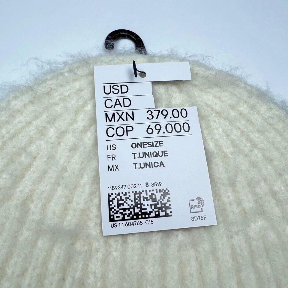 NOVO CHAPÉU GORRO FEMININO H&M malha canelada lã alpaca creme robusto aconchegante pelúcia difusa - Imagem 3 de 4
