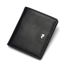 Short Wallets Men's Genuine Leather Purse RFID Blocking Mini Wallet Card Holder