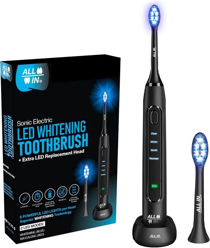 Sonic Rechargeable LED Whitening Toothbrush with Blue and Red Light Technology - Image 3 of 4