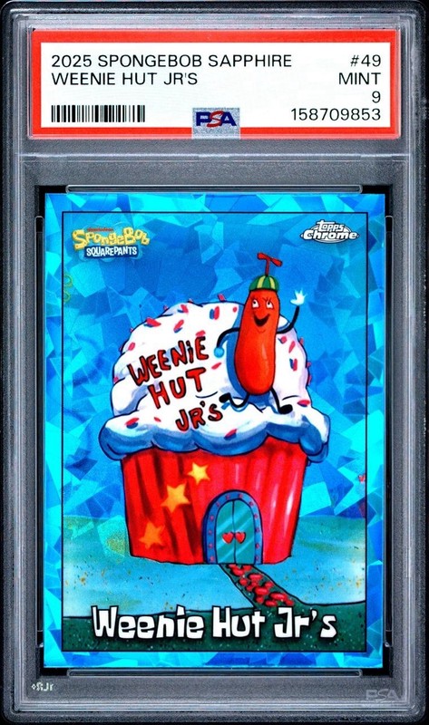 WEENIE HUT JRs 2025 Topps Chrome Sapphire SpongeBob SquarePants PSA 9