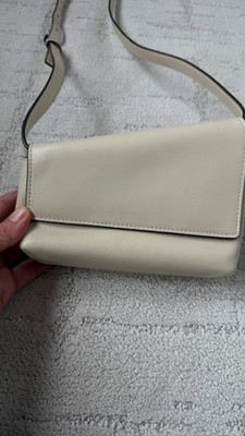 Leather ivory Staud designer asymmetrical crossbody purse/wallet adj. length