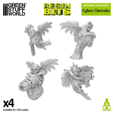Green Stuff World 13499 3D printed Cherubs 40k Cyber Cherubs Servitors (SET 4pcs