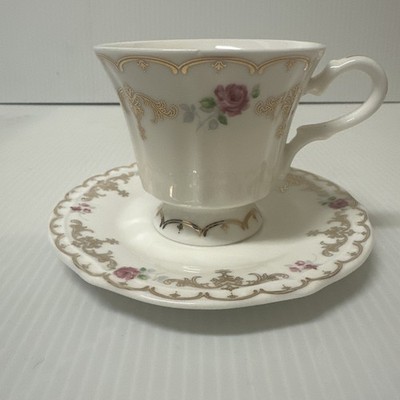 MATMAZEL Turkey Porcelain Espresso Cup Saucer Set Pink Rose Gold Filigree New