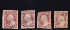 US 19th c used #10-#10A-#11-#11A; SCV=$392.00 (97U)