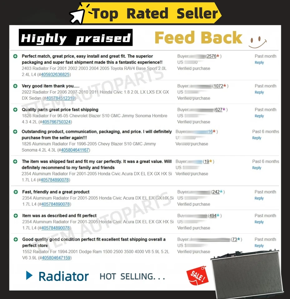 2681 Radiator For 2004 2005 2006 Toyota Sienna 3.3L CE LE XLE Limited Aluminum - Image 4 of 4