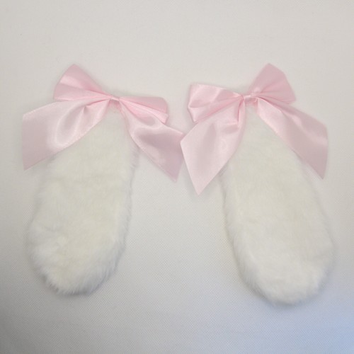 Rabbit Hairclips Bunny Fluffy Lop Ears Ribbons Bows 6 Colours Cosplay (1 Pair) - Picture 4 of 8