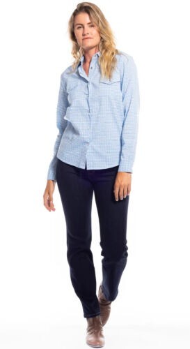 WOMEN'S LONG SLEEVE SHIRT KELLY - PINK CHECK, BLUE CHECK - Picture 1 of 16