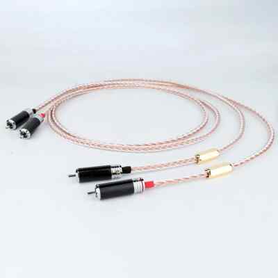 Pair HIFI OCC RCA Cable with Carbon Fiber Rhodium Plated Plug RCA to RCA Male