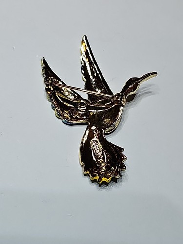 VTG Gerry's Enamel Bird Brooch Pin Goldtone Enamel Blue Green Yellow Signed - Picture 7 of 9
