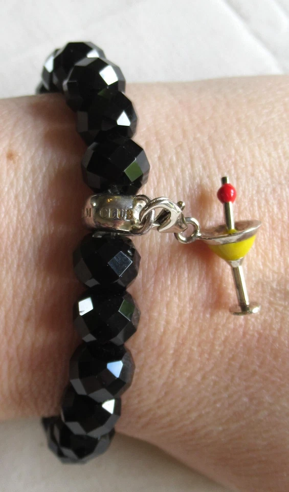 THOMAS SABO STERLING SILVER BEADED BRACELET MARTINI GLASS CHARM 925 26.39g 23359 Foto 4 de 4