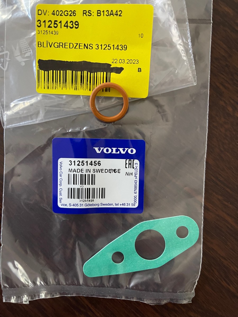 31251456, 31251439 Genuine Volvo Turbo Oil Drain Tube Pipe Seal +  