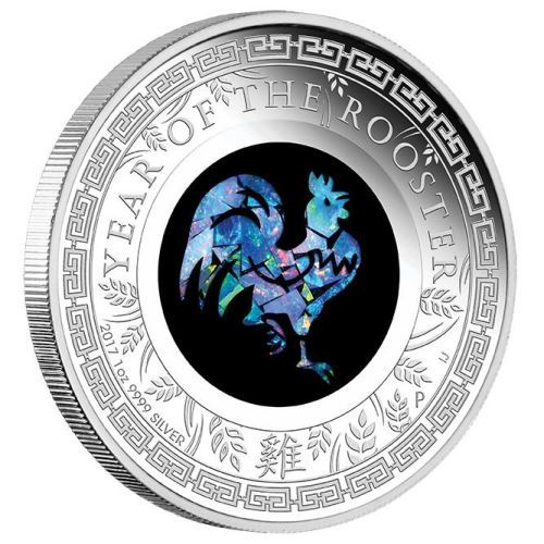 Australian LUNAR 銀貨　酉年 2017 Year of the Rooster 2017 1 Kilo Silver Gemstone Edition