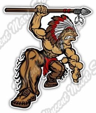 Indian Chief Head Apache Angry Native Car Bumper Vinyl Sticker Decal 4"X5"
