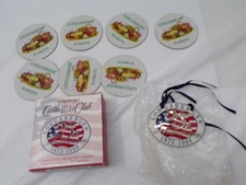 Longaberger Collectors Club 25th Anniversary Flag Tie On &7 Refrigerator Magnets